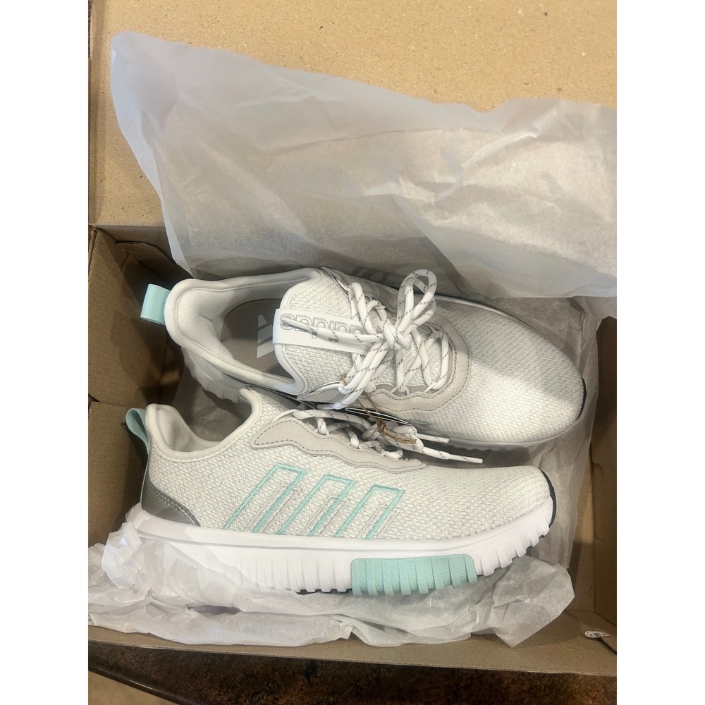 Adidas Kaptir Flow 2.0 Sneakers Women 7.5 White Mint New Cloudfoam Running Shoes